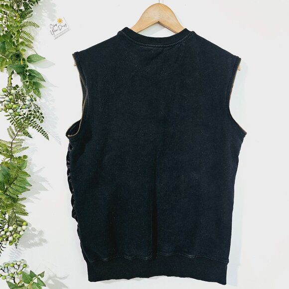 Hudson Pharaoh Skull Print Sleeveless Jacket Vest Sz L Black Zipper Sleeve《909》J - Picture 2 of 7